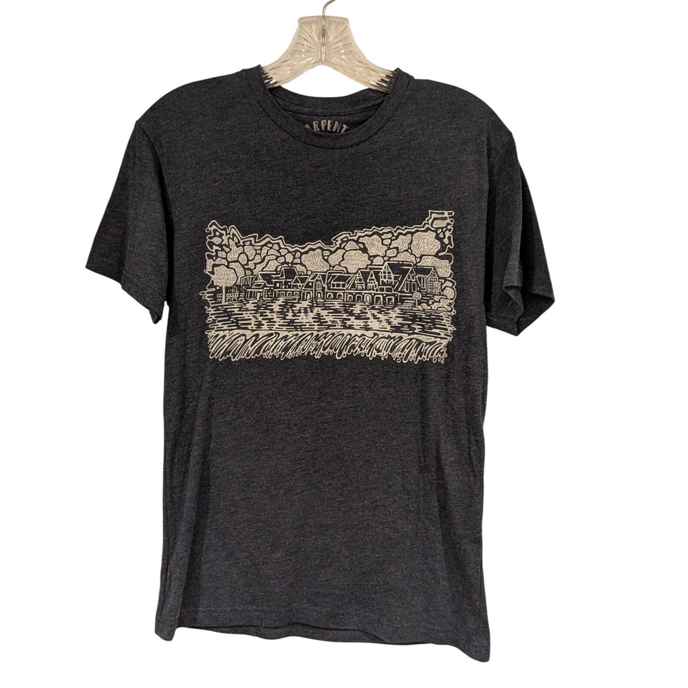 Paul Carpenter Art T Shirt Graphic Print Dark Gray Short Sleeve Crew Neck Size S